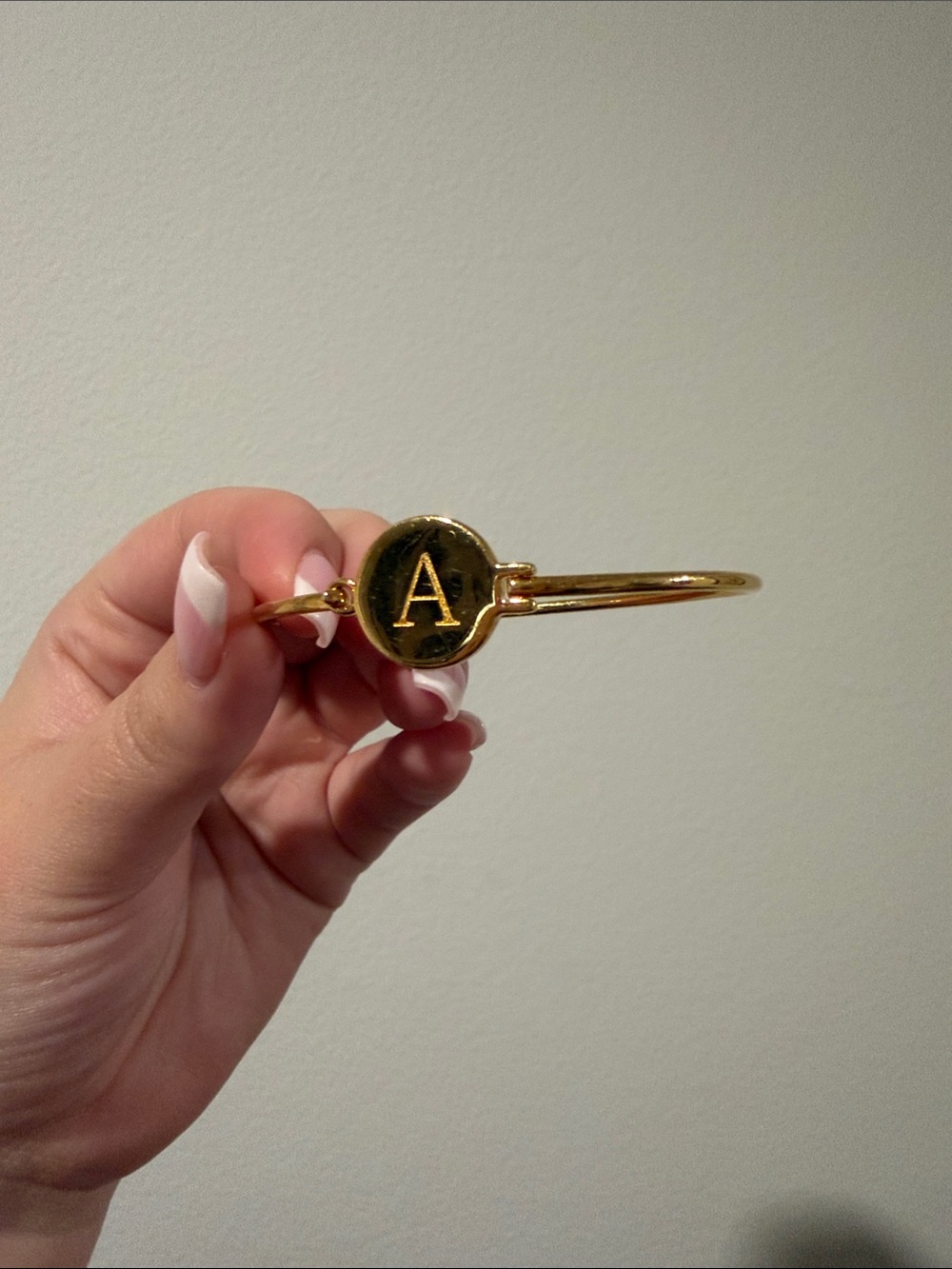 Gold Initial 'A' Bangle Bracelet - Women's Accessory